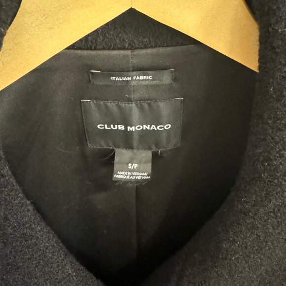 Club Monaco Halli Coat in Black, Women Size Small, 100% Wool w/100% Leather Trim - Picture 7 of 7